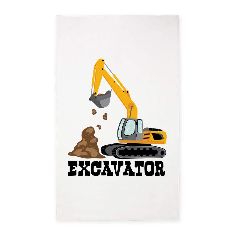 Excavator 3'X5' Decorative Area Rug - Soft Fabric Throw Rug for Living Room, Bedroom & Kids Playroom - Machine Washable Floor Mat for Home Decor