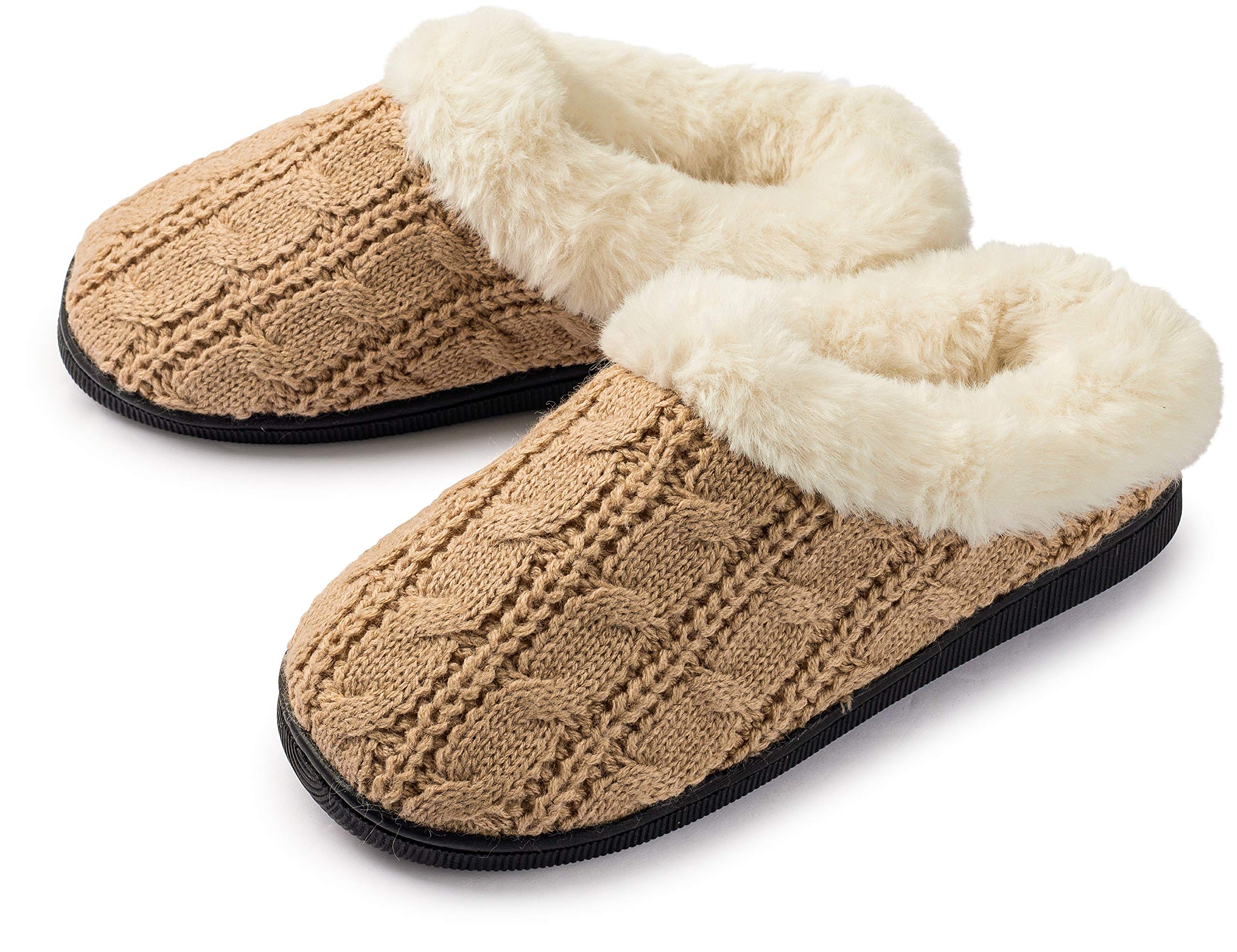 Cozy Girls Cable Knit Slippers - Fleece Lined House Shoes for Indoor Comfort - Perfect for Winter, Home & Lounge Wear