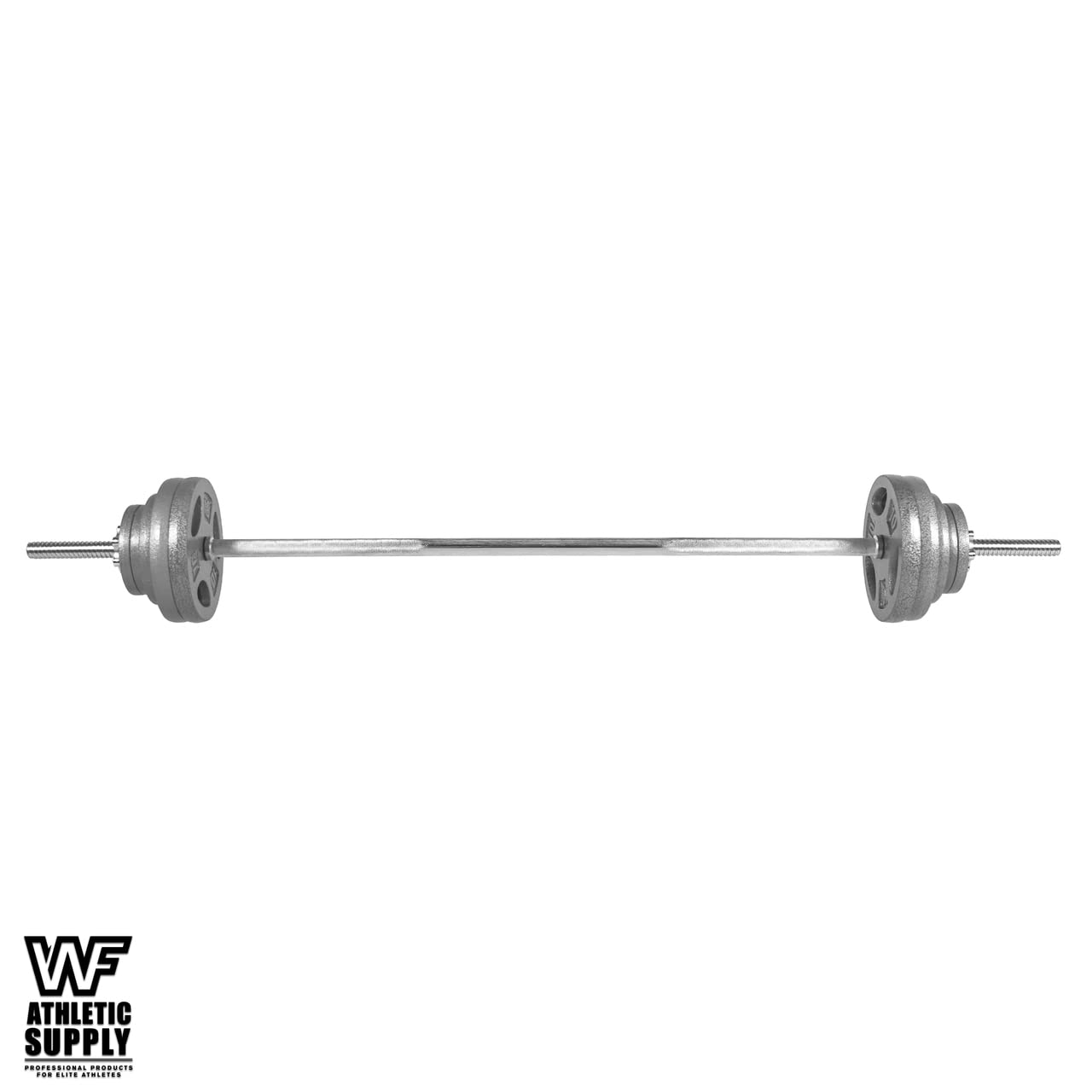 WF Athletic Supply Adjustable Dumbbells Barbell Weight Set - 1-Inch Threaded Chrome Knurled EZ Curl & Straight Bar Handle for Strength Training | Home Gym Equipment | Weight Lifting Gear with Gray Grip Plates | Perfect for Home Workouts, Muscle Building & Fitness Training
