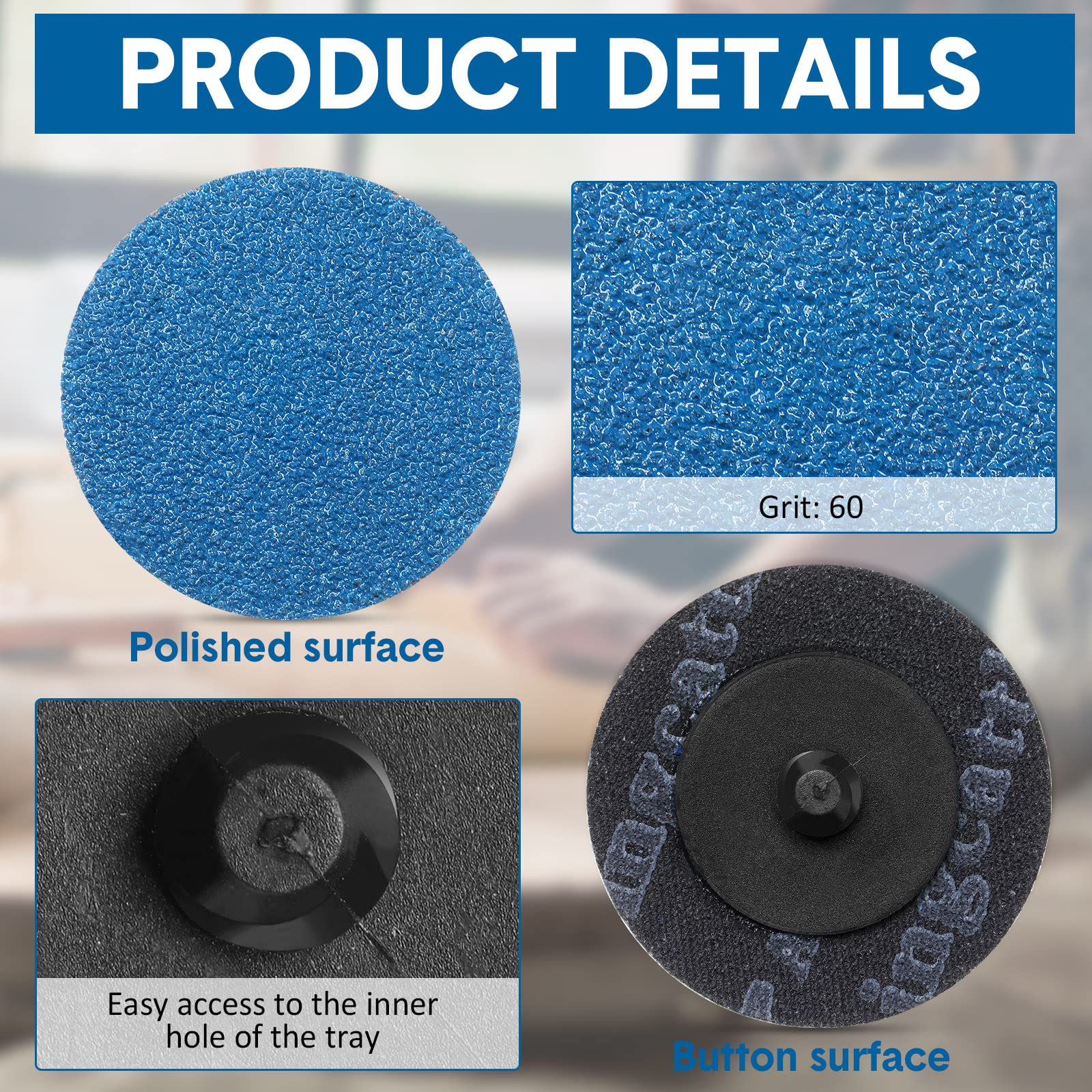 150 Pcs 2 Inch Sanding Discs for Die Grinder - 60 Grit Abrasive Grinding Wheels for Surface Finishing, Polishing, Rust & Paint Removal - Perfect for Metal, Wood & DIY Projects