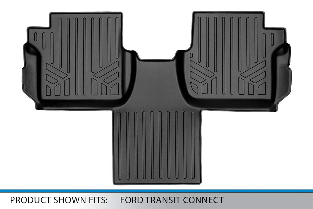 SMARTLINER Custom Fit 2nd Row Floor Mat Liners Black for 2014-2021 Ford Transit Connect - Durable All-Weather Protection for Bucket Seats with Carpet Flooring - Perfect for Road Trips, Family Travel & Daily Commute