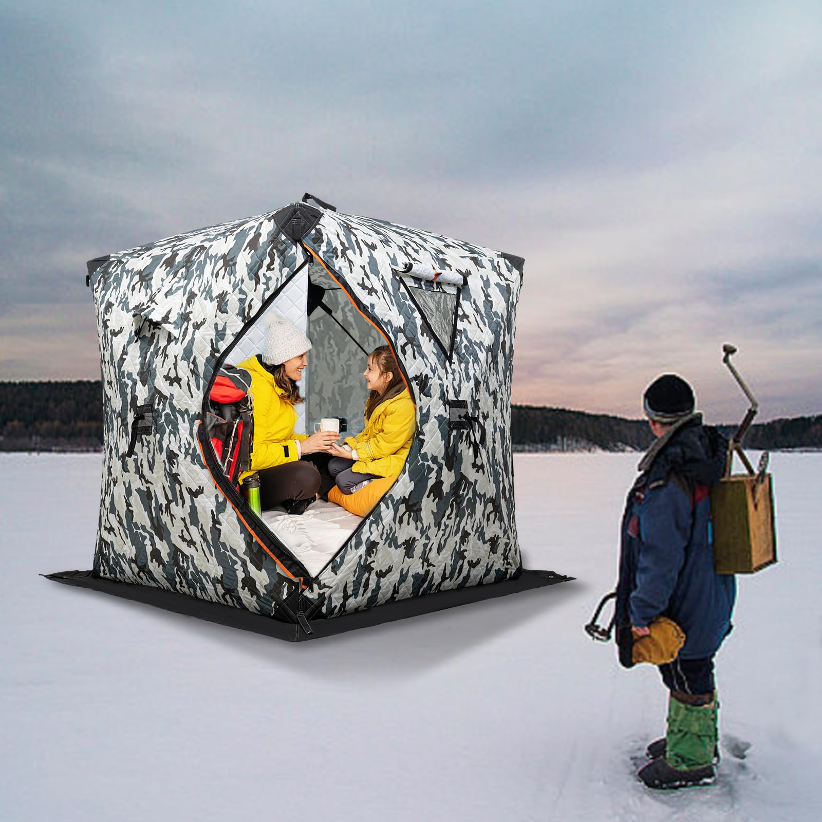 Portable Ice Fishing Tent - Insulated Thermal Ice Fishing Shelter with Camo Design for Winter Fishing | Warm & Durable Shiftpod Tent for Ice Fishing & Outdoor Adventures