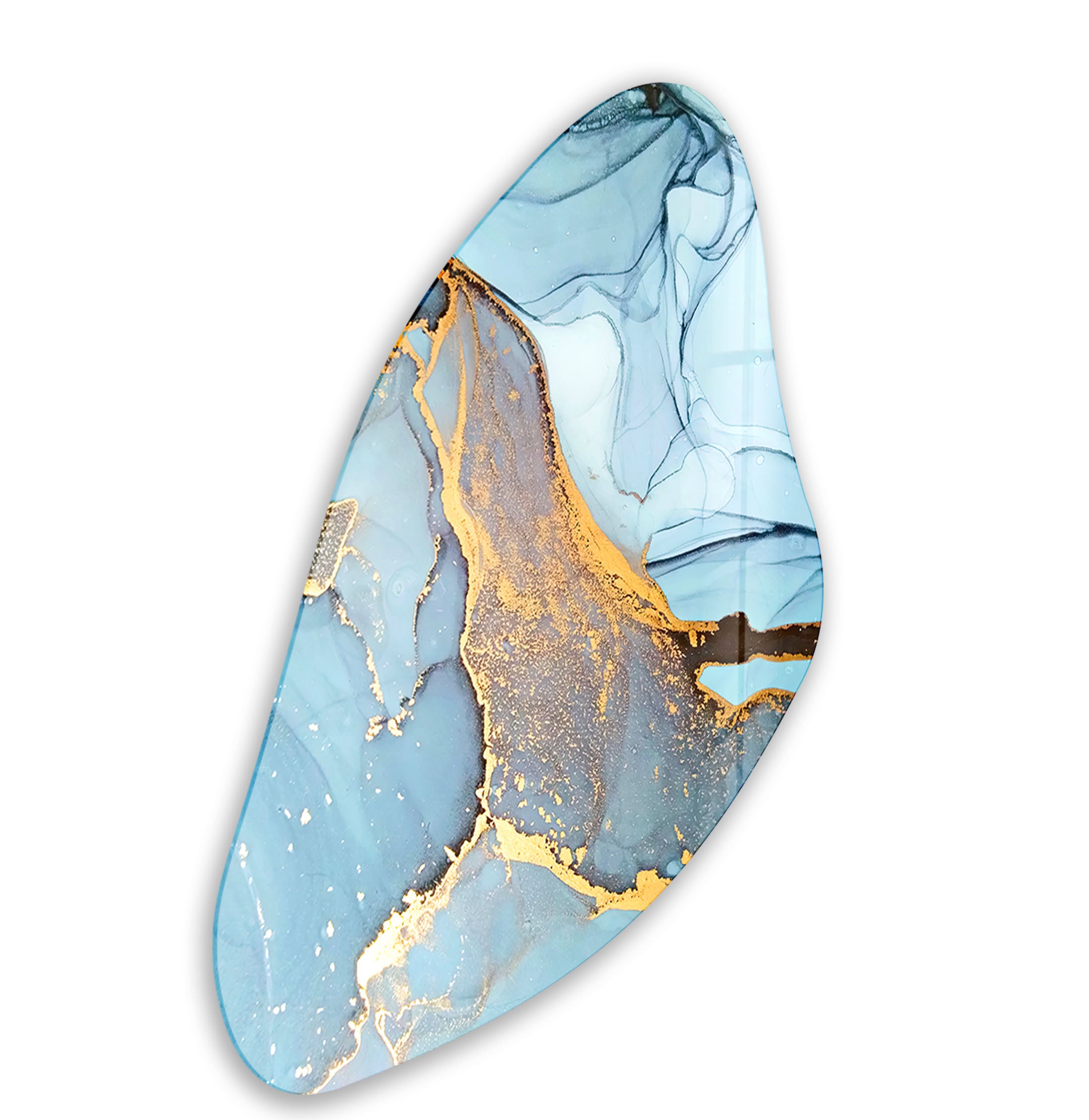 Handmade Blue Alcohol Ink Abstract Glass Wall Art - Unique Modern Home Decor for Living Room, Bedroom & Office