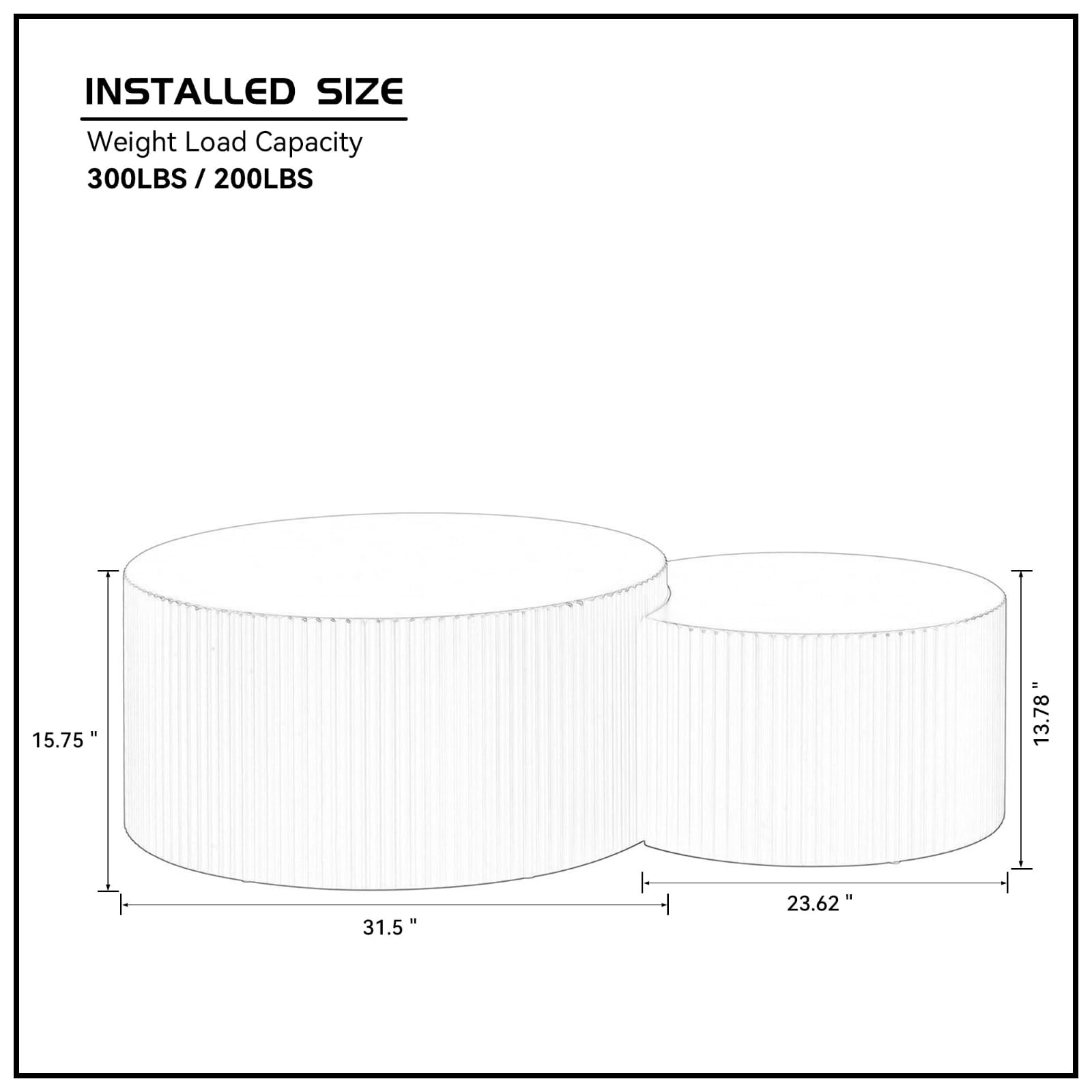 HMFULE 2-Piece Round Nesting Coffee Table Set - Crescent Side Tables, Accent End Table for Living Room - Matte White - Perfect for Small Spaces & Modern Home Decor