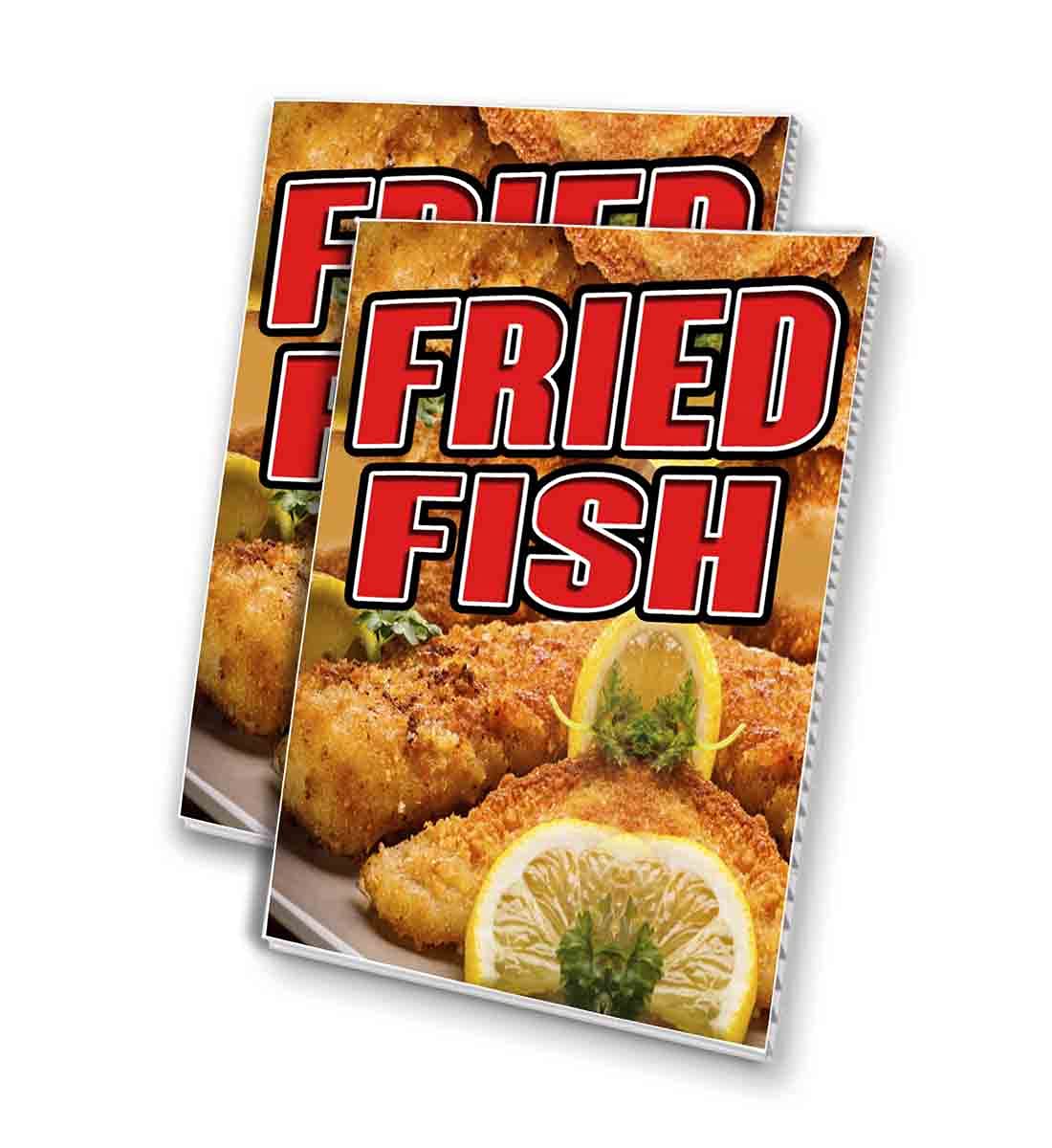 24x36 Inch 4mm Corrugated Plastic Sign Panel - Double Sided Fish Fry Graphics (Pack of 2) - Perfect for Outdoor Events, Restaurants, and Food Truck Advertising