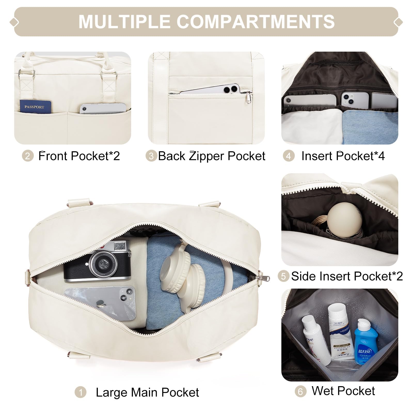 Stylish Weekender Bag for Women - Spacious Travel & Overnight Duffel with Wet Pocket & Trolley Sleeve - Perfect Carry-On Gym Bag for Sports, Workouts & Weekend Getaways