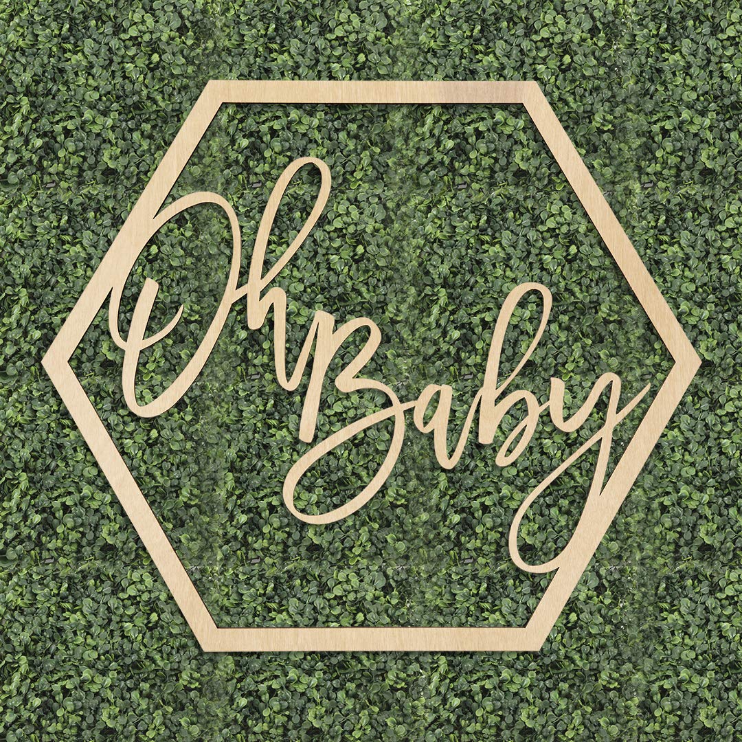 Koyal Wholesale Large Wooden Baby Shower Sign - 'Oh Baby' Gender Reveal Party Banner & Event Decoration - Perfect for Baby Showers, Gender Reveal Parties & Nursery Decor