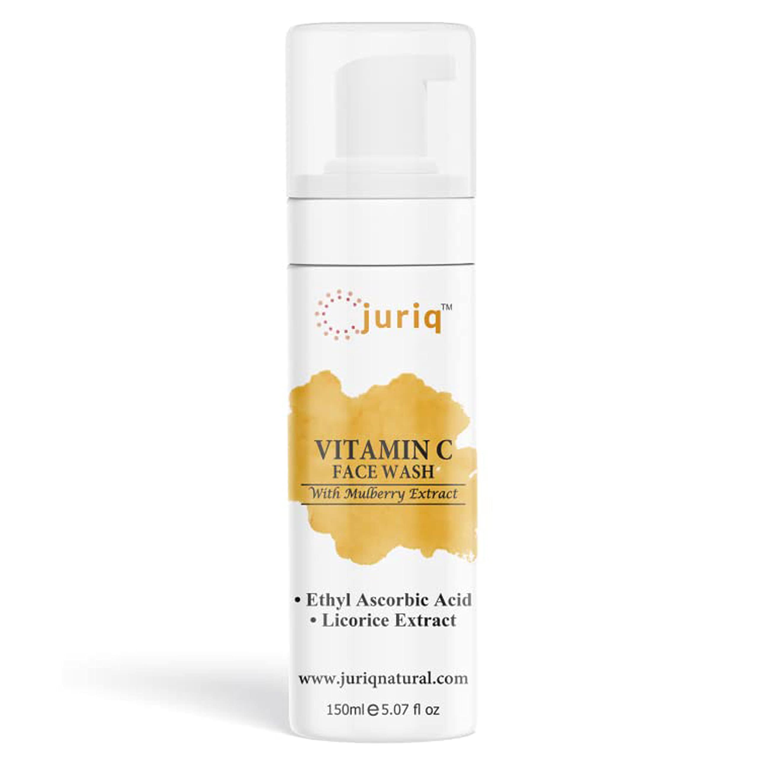 Juriq 150ml Vitamin C Foaming Face Wash with Tea Tree & Mulberry Extract - Oil Control, Acne Treatment & Skin Brightening for Glowing Complexion | Daily Cleanser for Oily & Acne-Prone Skin
