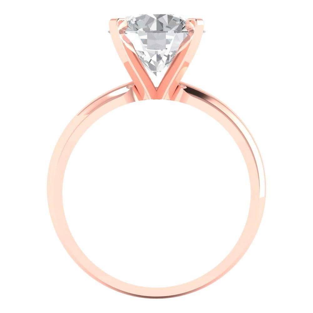 2.5 Carat Brilliant Round Cut Clear Simulated Diamond 14K Rose Gold Solitaire Ring for Engagement, Promise, Bridal & Anniversary - Perfect for Proposals, Weddings & Special Occasions