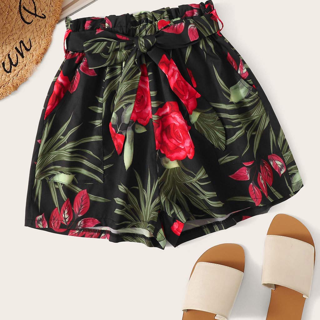 Floral Print Women's Shorts with Pockets - Casual Beach & Sport Wear