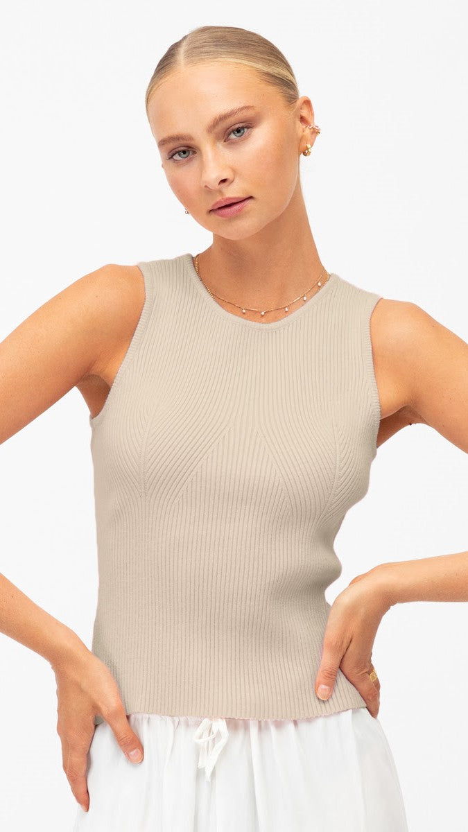 Laney Tank Top for Women - Soft Beige Cotton Casual Shirt - Perfect for Summer Outfits, Beachwear, and Layering