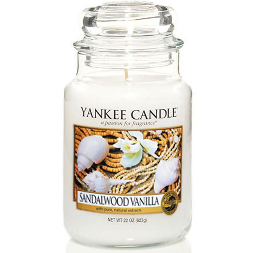 Yankee Candle Large Jar 22Oz Sandalwood Vanilla Scented Candle - Long Lasting Fragrance for Home, Office, Bedroom & Relaxation