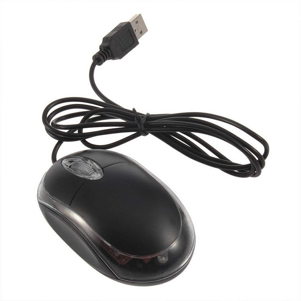 ANRANK UM2030AK Black USB Optical 3-Button Gaming Mouse with Scroll Wheel & LED Light - Ergonomic Computer Mouse for PC, Laptop, Office & Home Use - Perfect for Work, Gaming & Everyday Computing