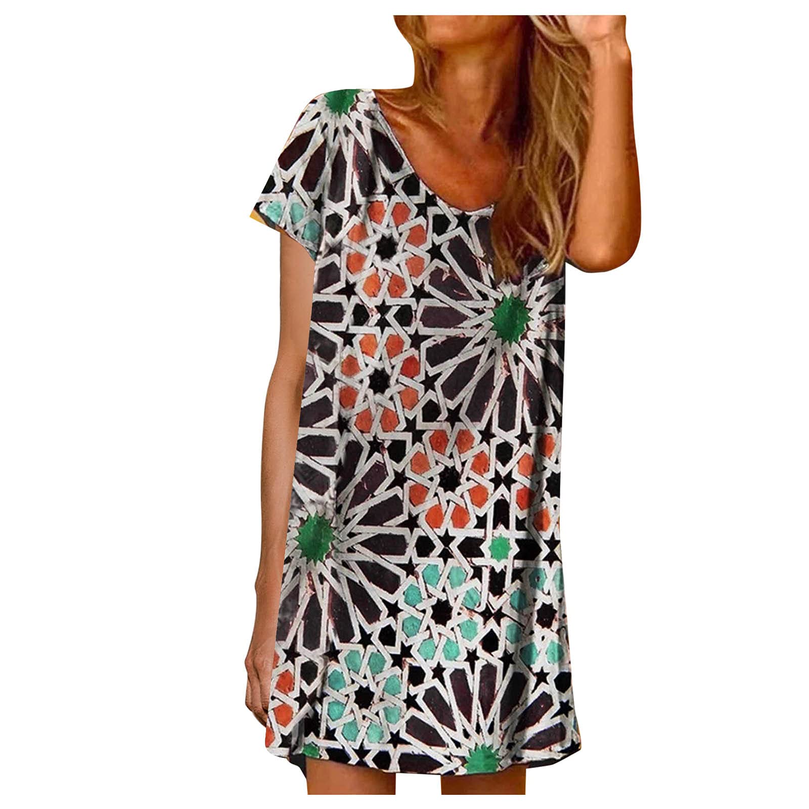 Women's Floral Summer Dress - Short Printed Round Neck Sleeveless Dress for Casual Outings, Beach Wear & Summer Parties