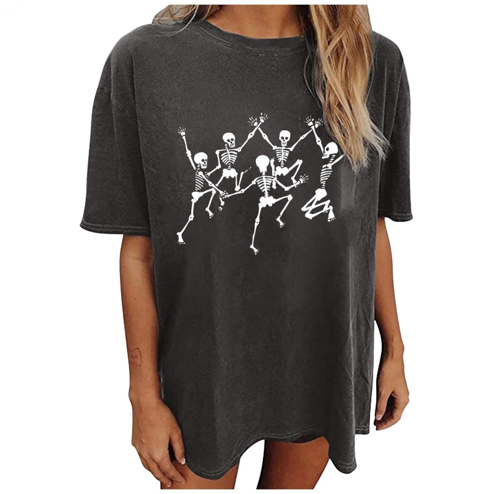 Funny Moon Print Women's T-Shirt - Comfortable Oversized Tunic Top with Dressy Neckline | Casual Wear, Lounge Outfit & Gift Idea