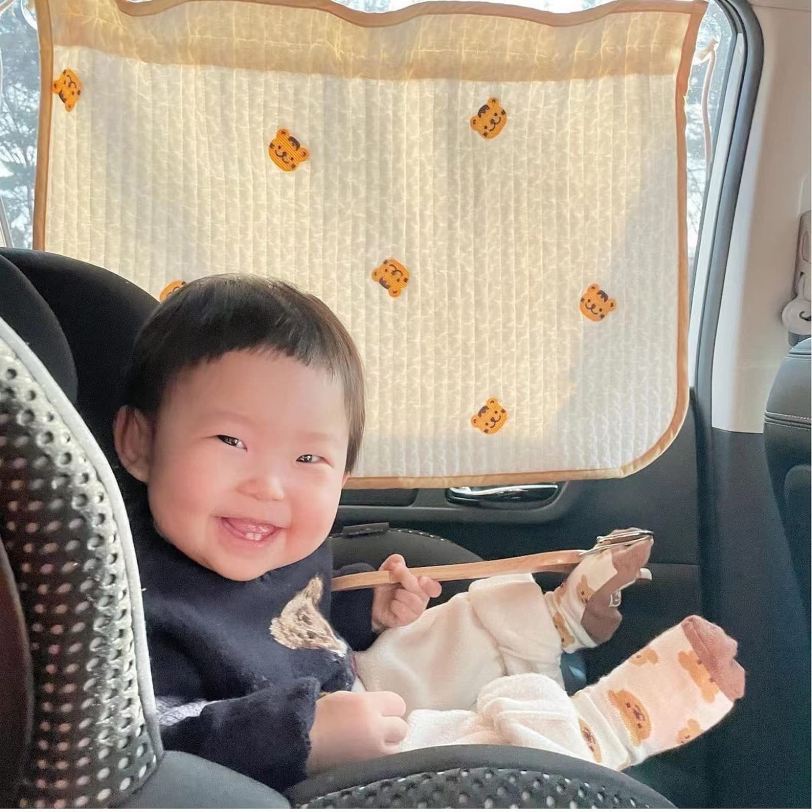 UV Sunshade Suction Cup Car Window Curtain - Cute Cartoon Sun Block Shade for Baby & Infant - Perfect for Road Trips, Nap Time, and Sun Protection in Vehicles