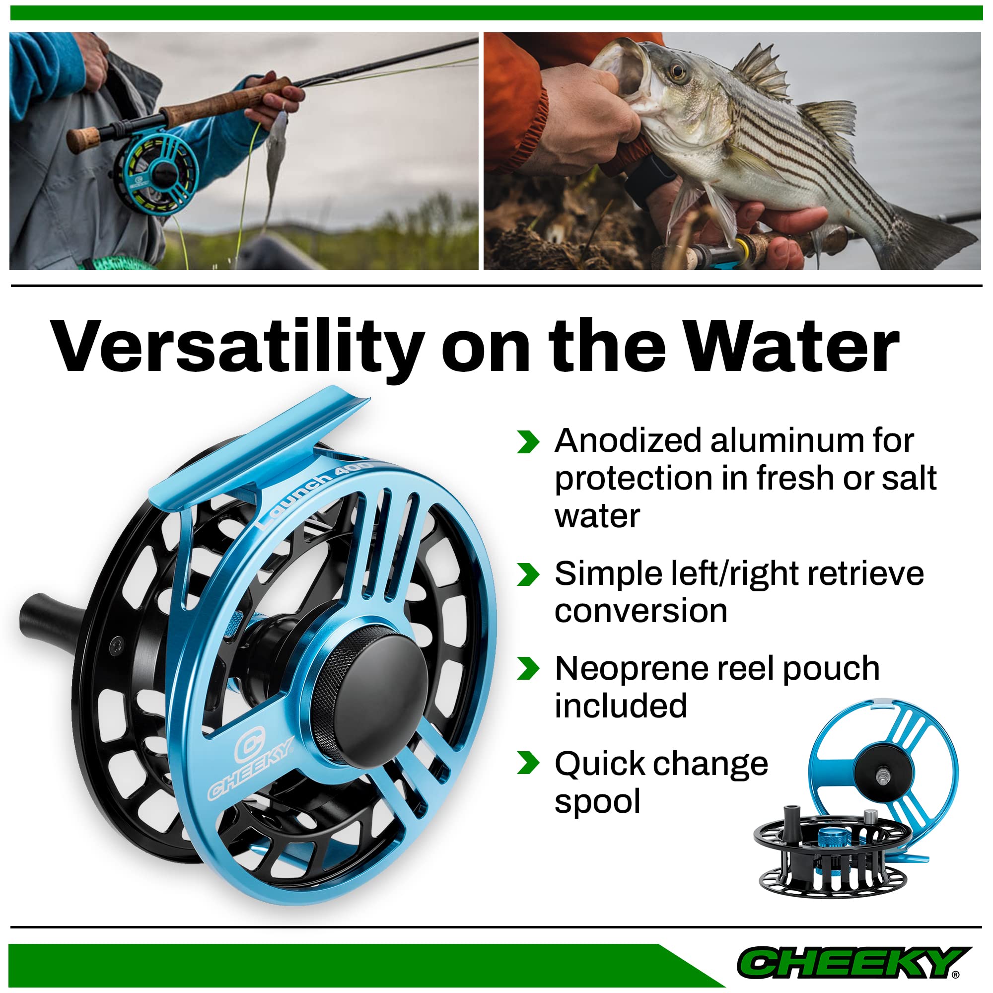Premium Cheeky Fishing Launch Series Fly Reels - Lightweight & Durable Fly Fishing Gear for Freshwater & Saltwater - Perfect for Trout, Bass, and Salmon Fishing Adventures