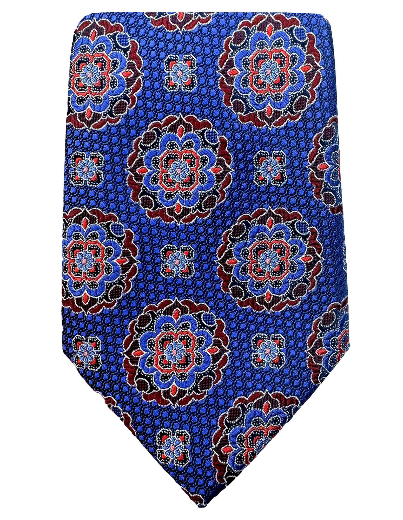 DÉCLIC Theo Blue Patterned Tie for Men - Stylish Necktie for Business, Wedding & Formal Occasions