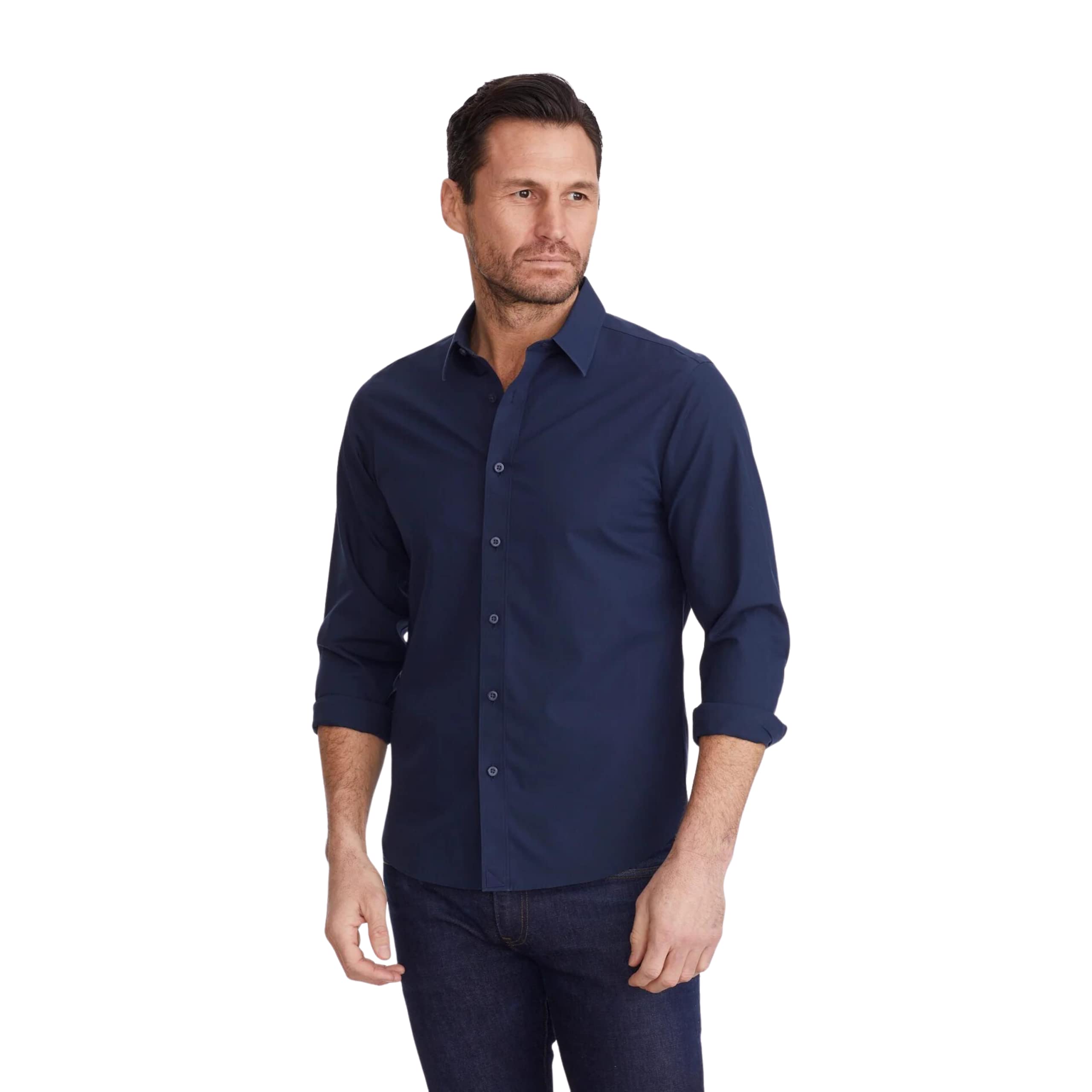 UNTUCKit Castello Men's Long Sleeve Wrinkle-Free Regular Fit Untucked Shirt | Casual Office Wear & Weekend Outfits