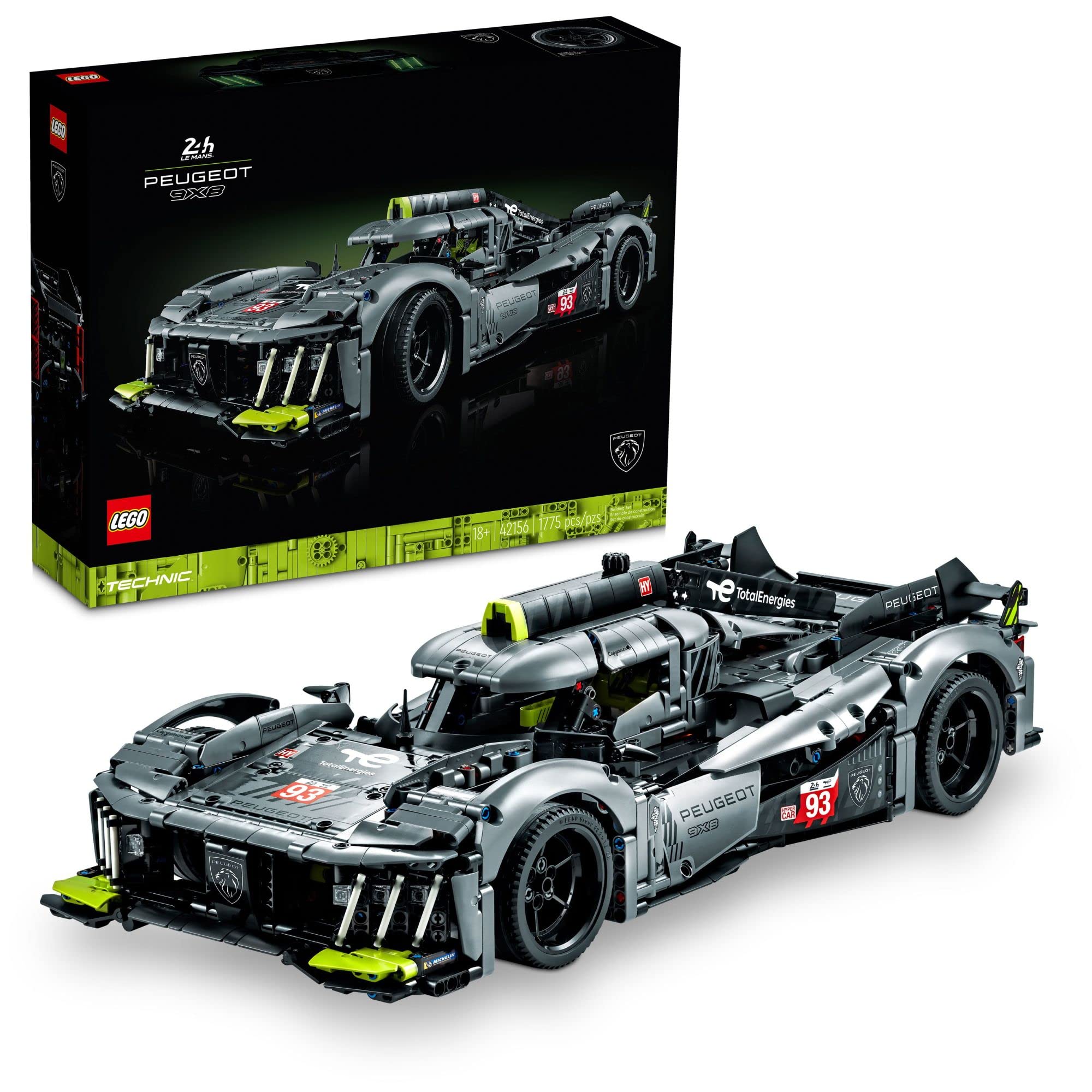 LEGO Technic Peugeot 9X8 24H Le Mans Hybrid Hypercar 42156 - 1:10 Scale Collectible Race Car Building Kit for Adults & Teens, Perfect Gift for Motorsport Fans | Build & Display Your Own Detailed Racing Car Model