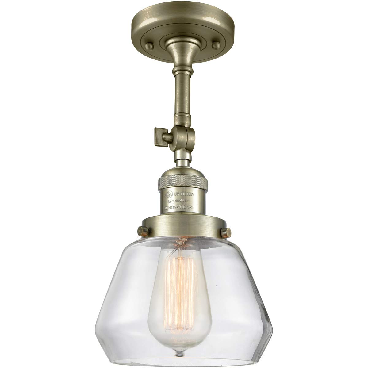 Innovations 201F-AB-G172-LED Semi-Flush Mount Ceiling Light Fixture - Antique Brass Finish, Energy Efficient LED Lighting for Bedroom, Living Room & Hallway
