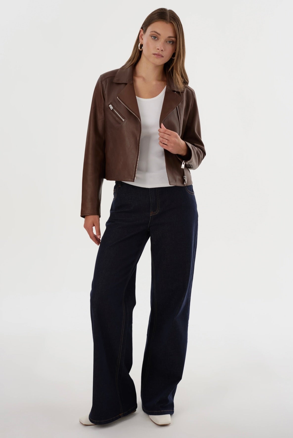 Valeria Genuine Leather Biker Jacket for Women - Stylish Motorcycle Jacket with Zipper Details - Perfect for Riding, Night Out & Casual Wear