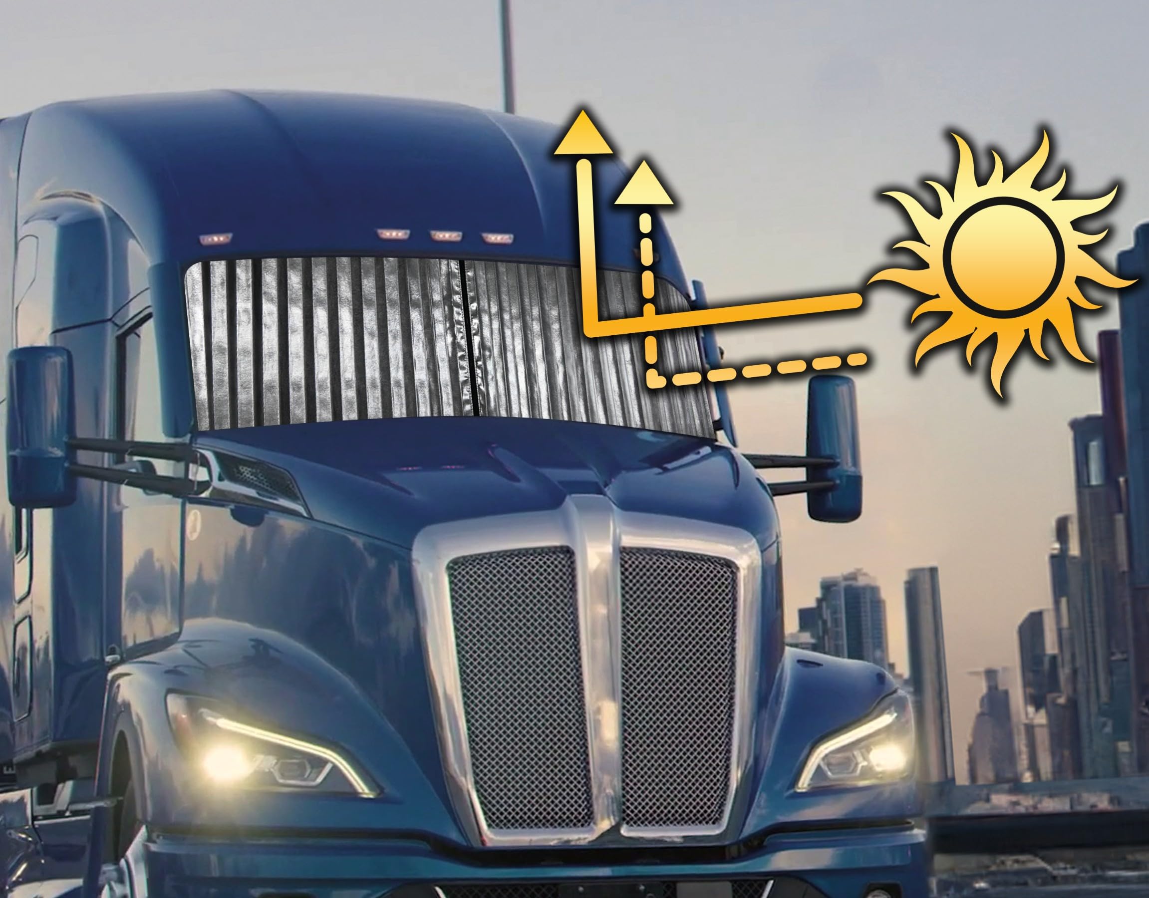 Premium Black KENWORTH T680 Truck Window Curtains - Prestige-Line Sun Shade for Privacy & UV Protection | Heavy Duty Cab Cover for Long Haul Truckers & RV Owners