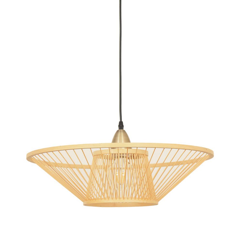Natural Bamboo Pendant Light Fixtures - Handwoven Wicker Rattan Lamp Shades & Chandeliers for Hotel, Coffee Shop, Restaurant, Bar Decor - Eco-Friendly Hanging Lights for Indoor Bohemian & Coastal Style Spaces (Bulb Not Included)
