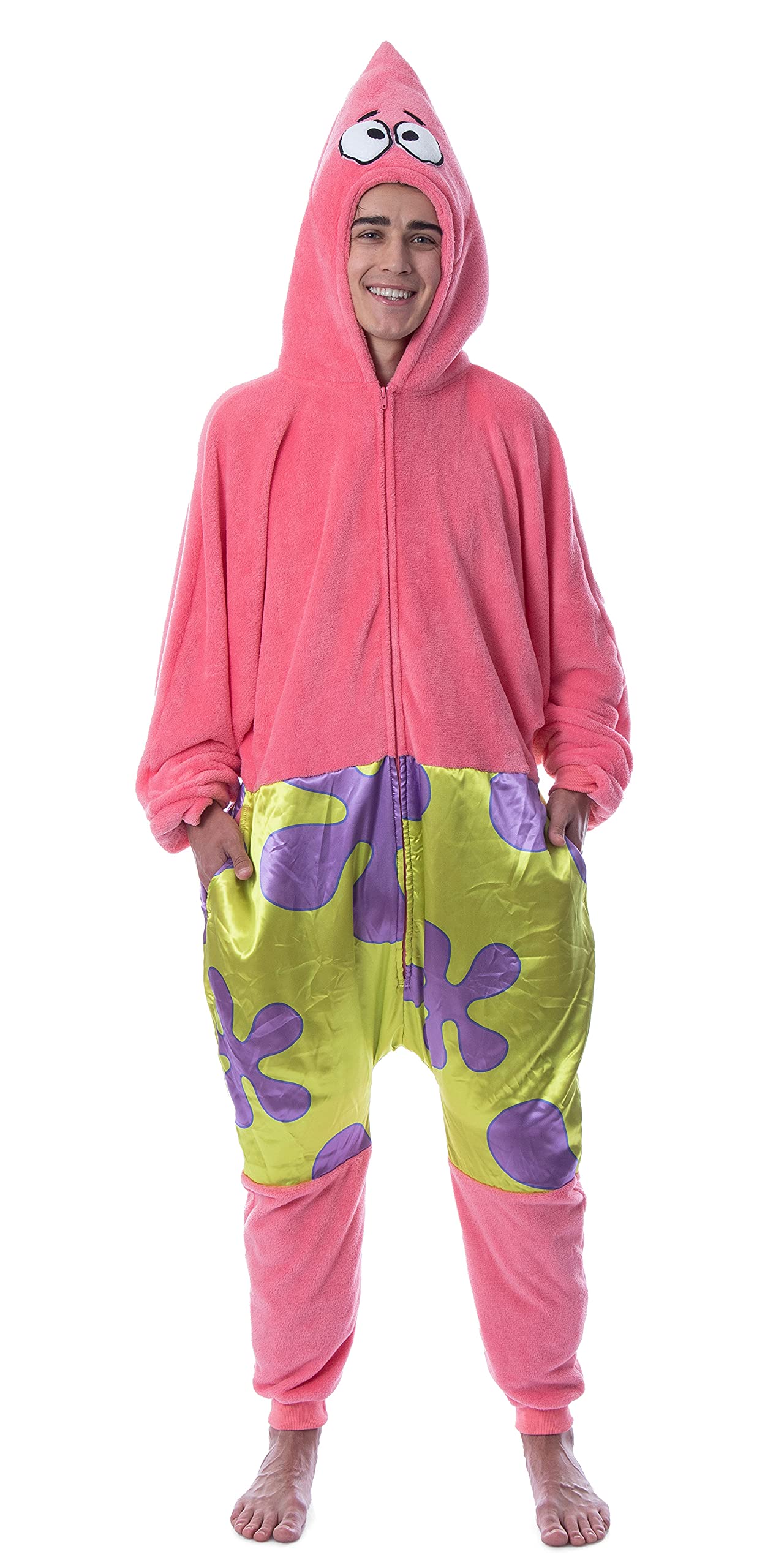 SpongeBob SquarePants Patrick Star Pajamas for Men - Nickelodeon Cartoon Character Sleepwear, One-Piece Union Suit for Lounge, Sleepovers & Cosplay