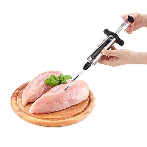 Premium Stainless Steel Marinade Injector Kit - BBQ Meat & Chicken Flavor Injector with Needles - Essential Kitchen Cooking Tool for Grilling, Smoking & Roasting - Perfect for Steaks, Turkey & Seafood