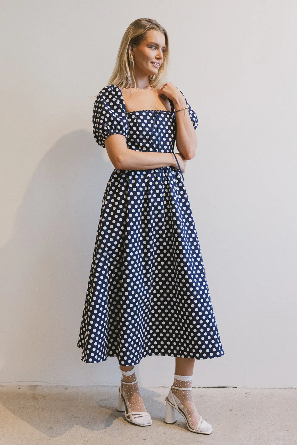Katerina Polka Dot Midi Dress - Flowy Summer Dress for Women | Perfect for Beach, Party & Casual Wear | Final Sale