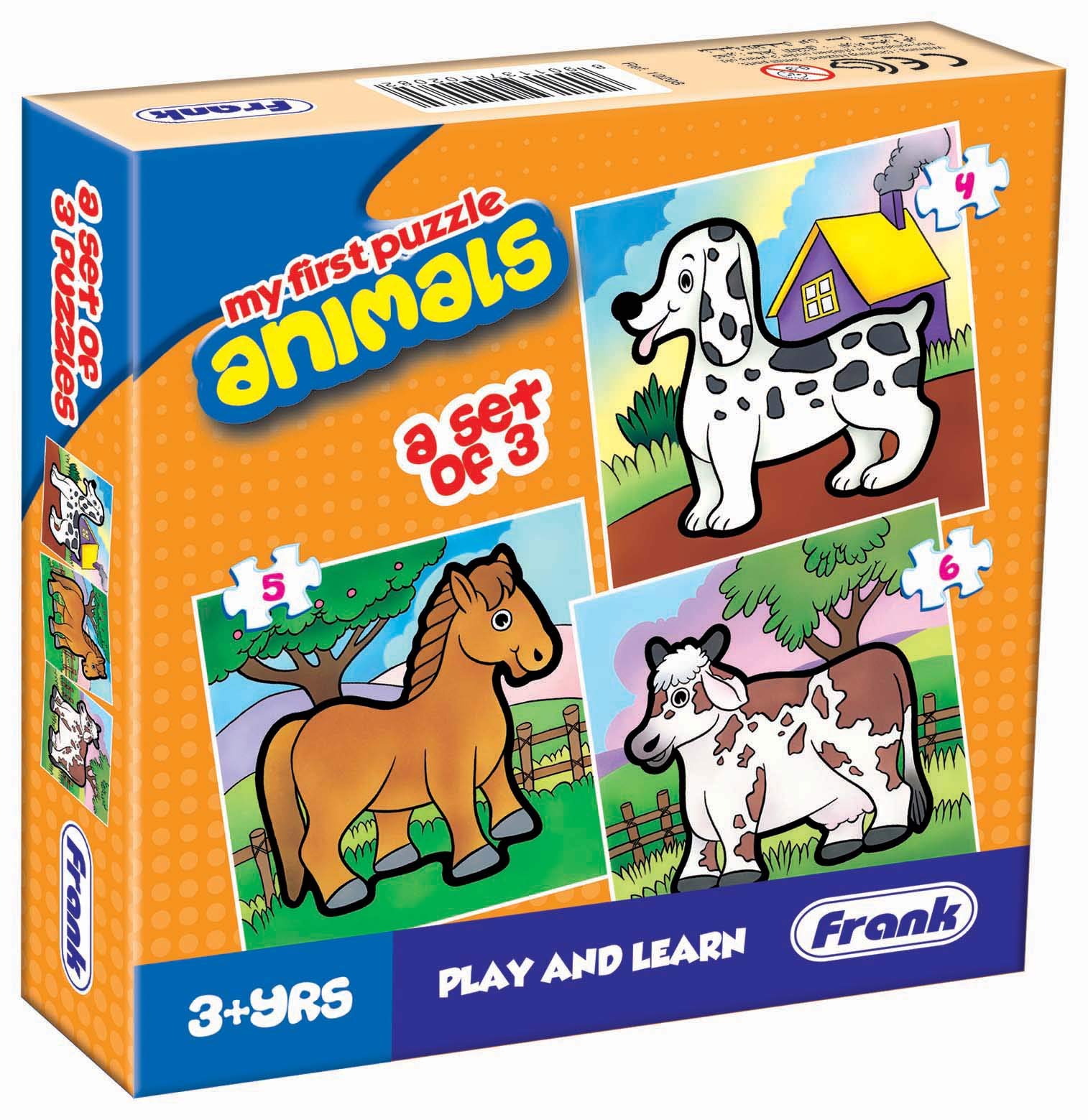 Frank Animals Puzzle for Kids Ages 3+ | 15-Piece Educational Wooden Jigsaw Toy | Fun Learning Game for Focus, Memory & Cognitive Development | Great for Preschool Activities & Family Game Night (Pack of 2)