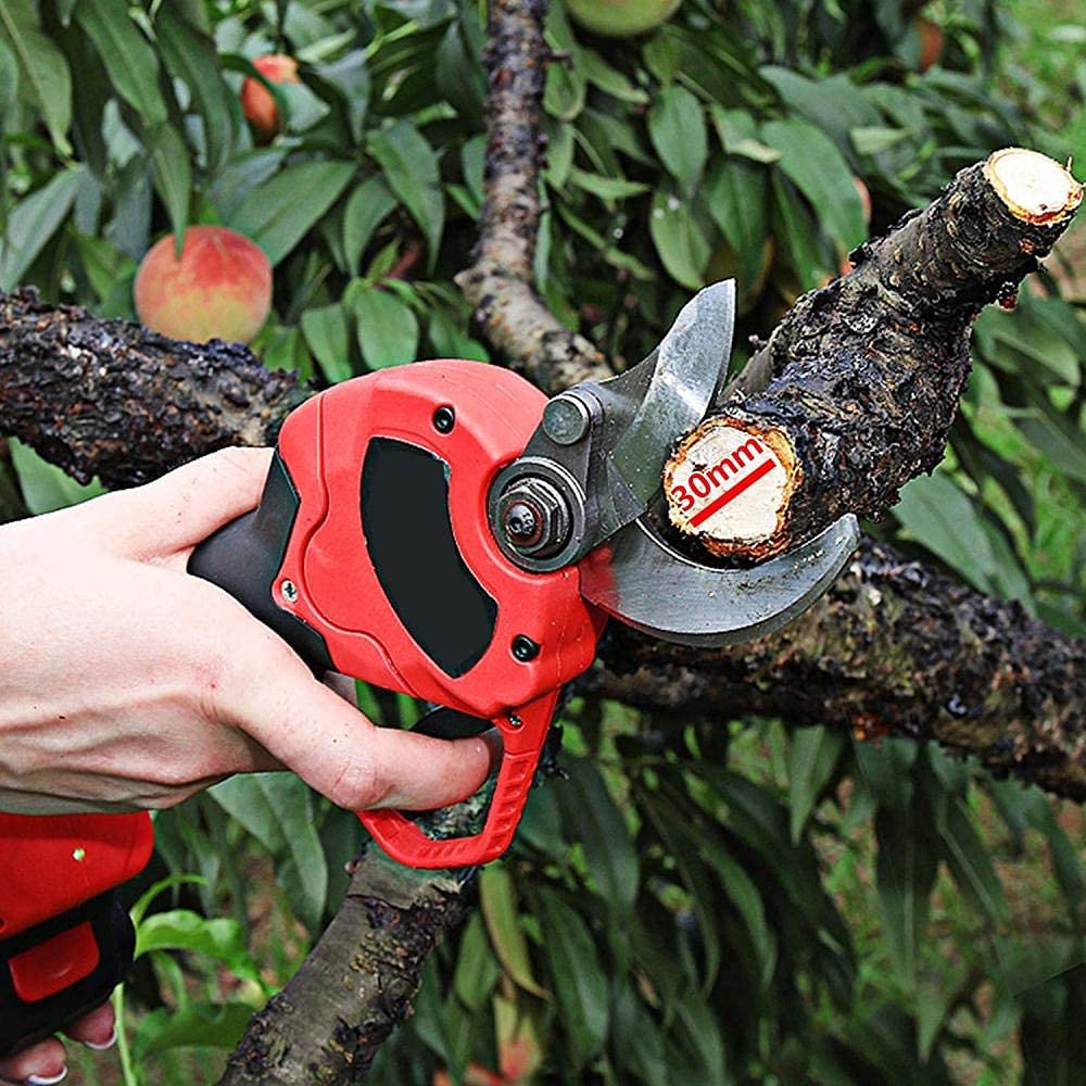 Cordless Electric Pruning Shears - 30mm Branch Cutter with 3 Rechargeable Batteries | Professional Garden Scissors for Tree Trimming, Shrub Pruning & Landscaping | Perfect for Home Gardeners & Professional Landscapers