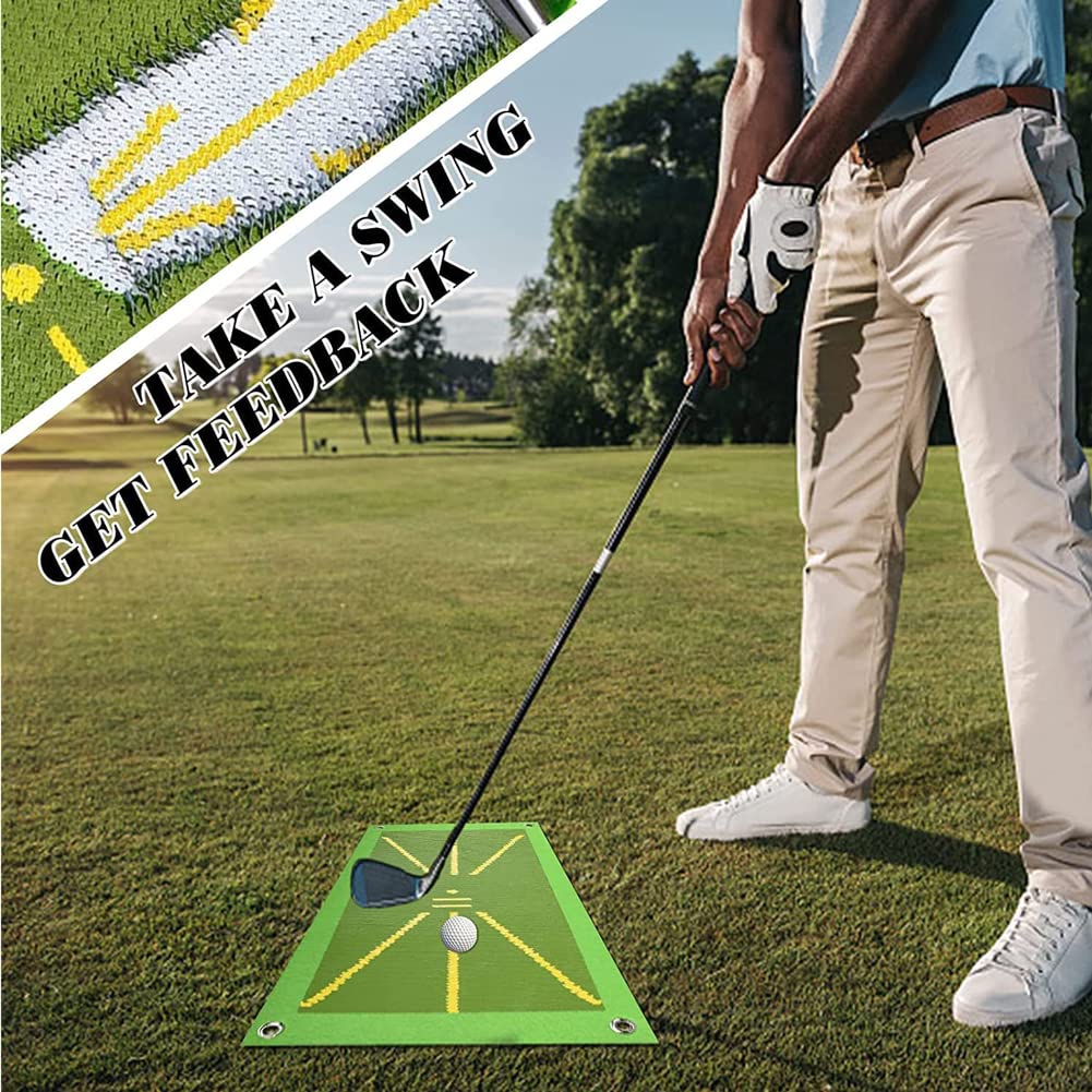Premium Golf Practice Mat - Portable Golf Training Mat with Swing Analysis & Divot Action - Improve Swing Path & Posture for Indoor/Outdoor Golf Training