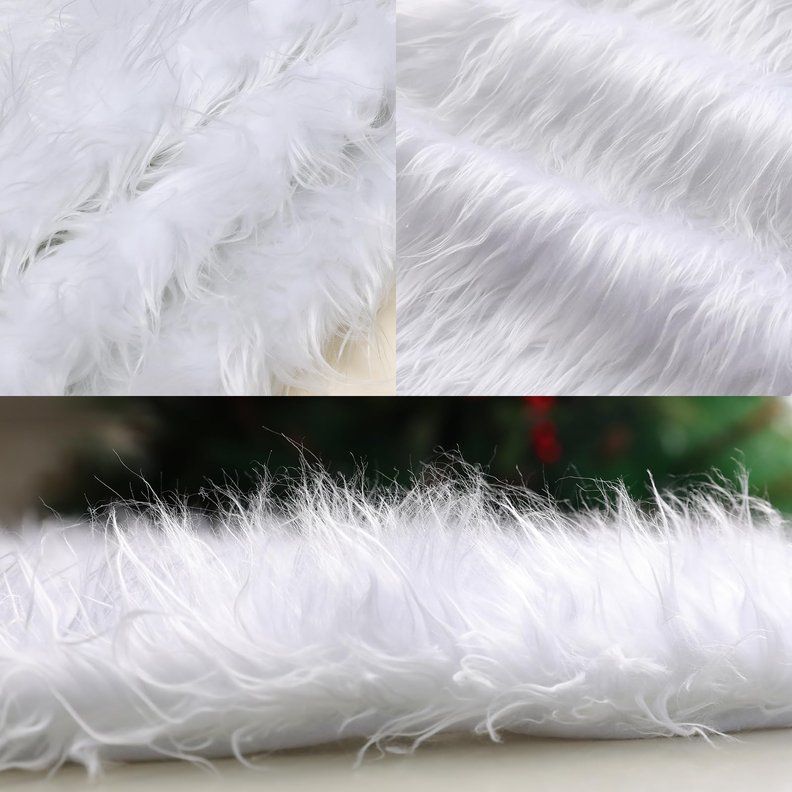 36 Inch Faux Fur Christmas Tree Skirt - Plush Holiday Decor for Xmas Tree, Home & Party Decorations - Snow White - Perfect for Living Room, Bedroom & Festive Gatherings