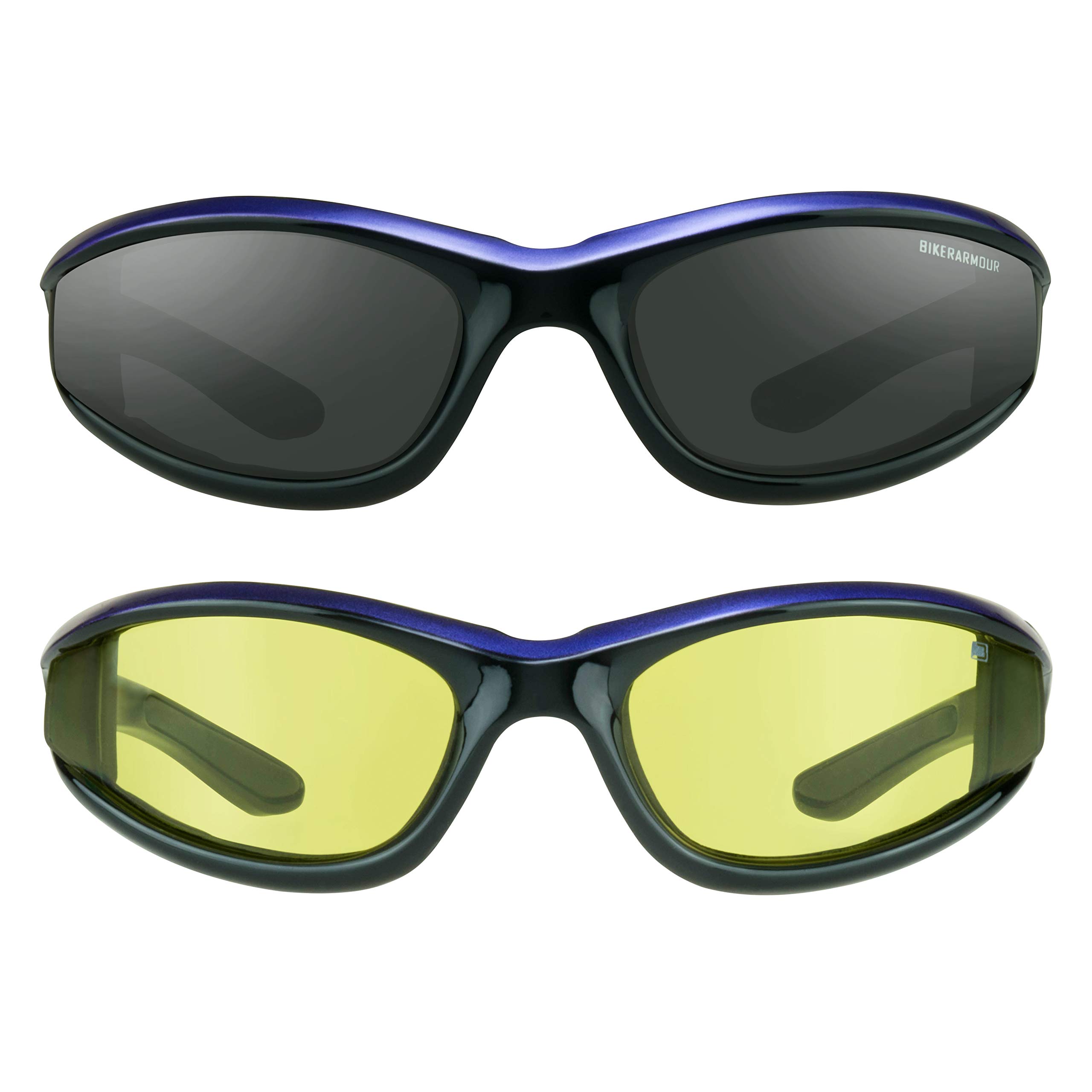 BikerShades Motorcycle Riding Sunglasses - UV Protection, Foam Padded Windproof Goggles for Men & Women - Ideal for Road Trips, Commuting & Adventure Riding