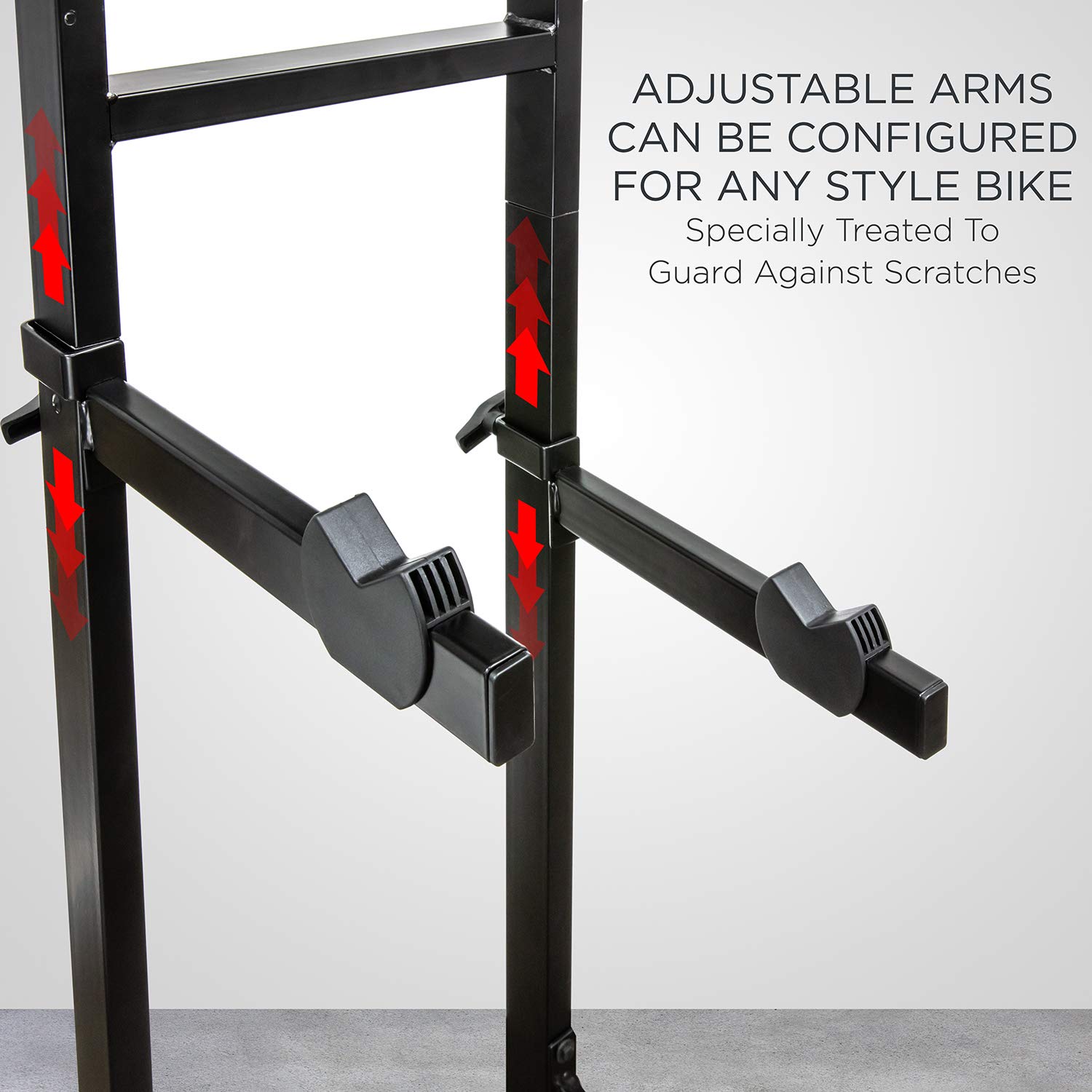 RaxGo Foldable Bike Storage Rack - Freestanding 2 Bike Stand with Adjustable Hooks for Mountain & Road Bicycles - Space Saving Garage & Indoor Bike Organizer - Perfect for Home, Apartment, and Small Space Storage Solutions