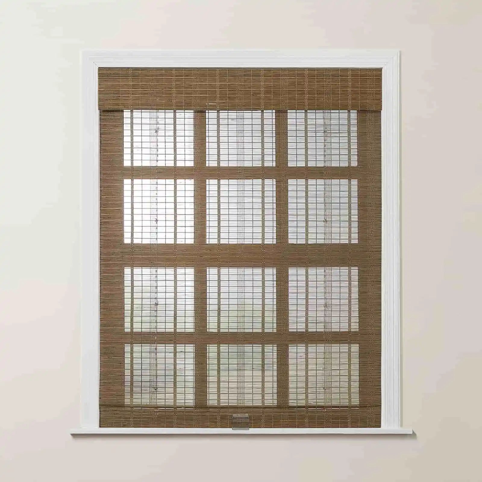 Rae Natural Bamboo Woven Window Shade - Autumn Leaves Design - Eco-Friendly Room Darkening Blinds for Living Room & Bedroom