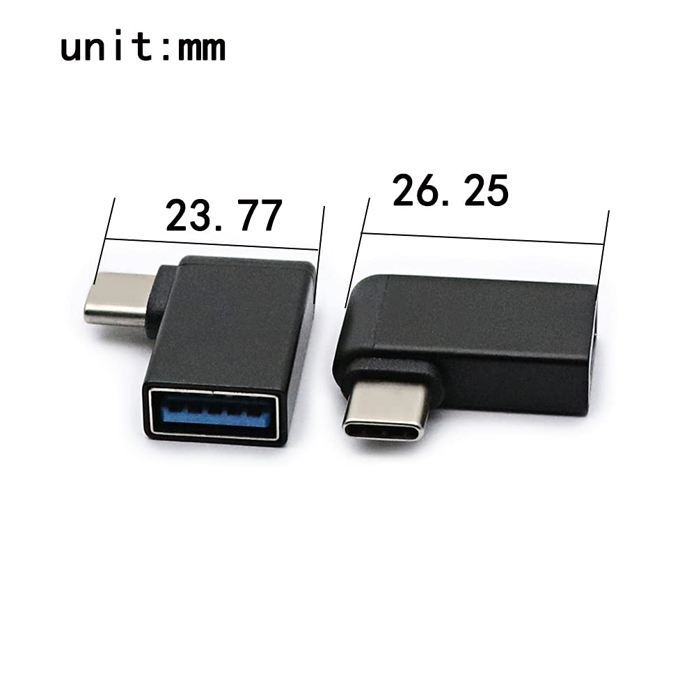 90° USB C to USB 3.0 Adapter (2 Pack) - OTG for Smartphones & Laptops