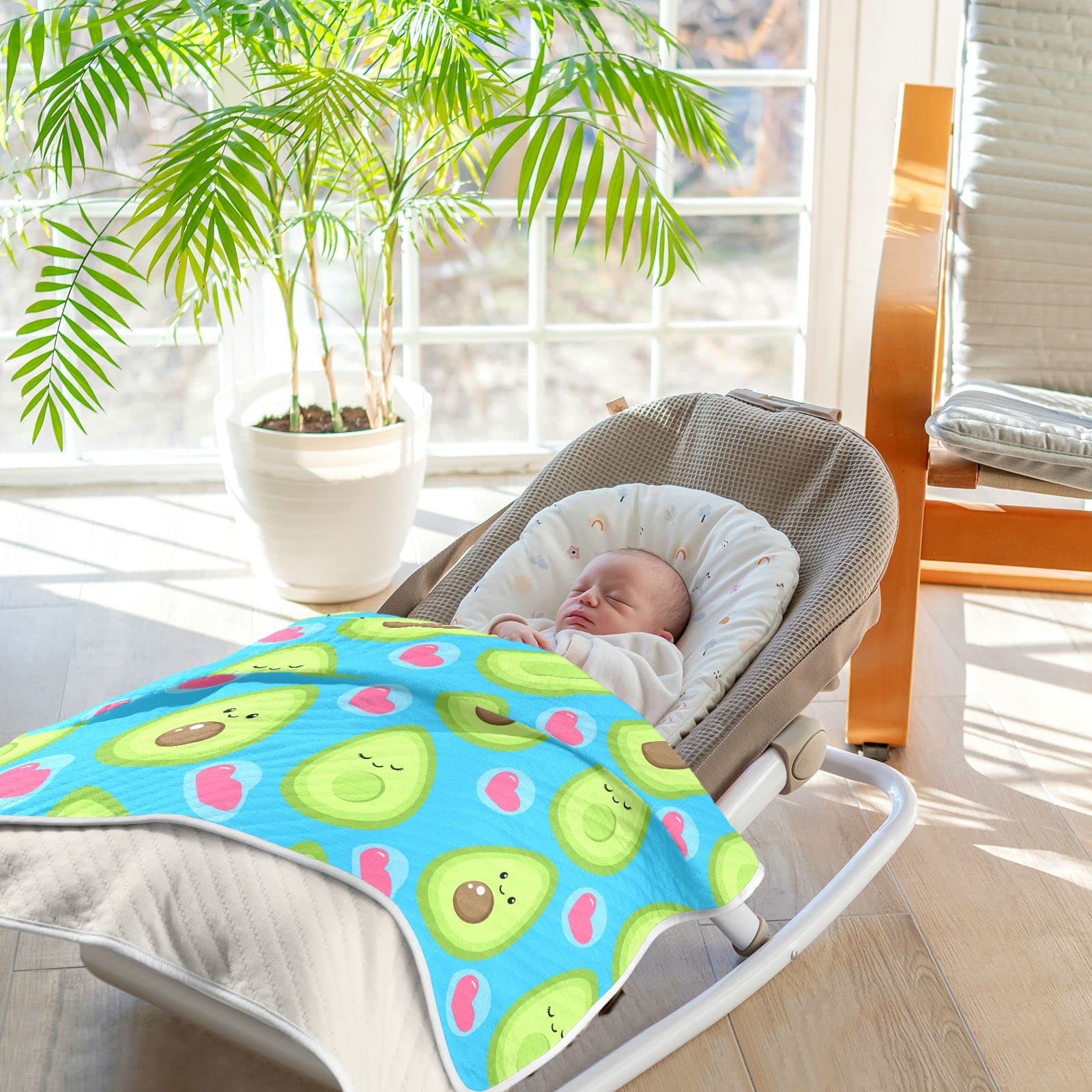 JIPONI Super Soft & Warm Baby Blanket - Cute Cartoon Avocado & Heart Design - Personalized 30x40 Inch Blanket for Boys & Girls | Perfect for Nursery, Stroller, Swaddling & Gift Giving