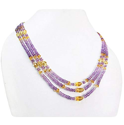 Purple Amethyst & Citrine Beaded Necklace - Sterling Silver Gemstone Jewelry for February Birthday Gifts | Spiritual Healing, Meditation & Everyday Elegance