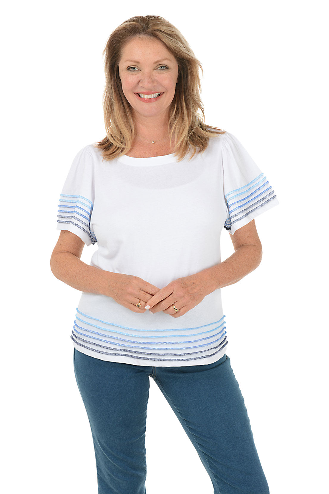 Ombre Contrast Seams T-Shirt for Women | Trendy Gradient Color Tee | Casual Wear & Street Style Outfits