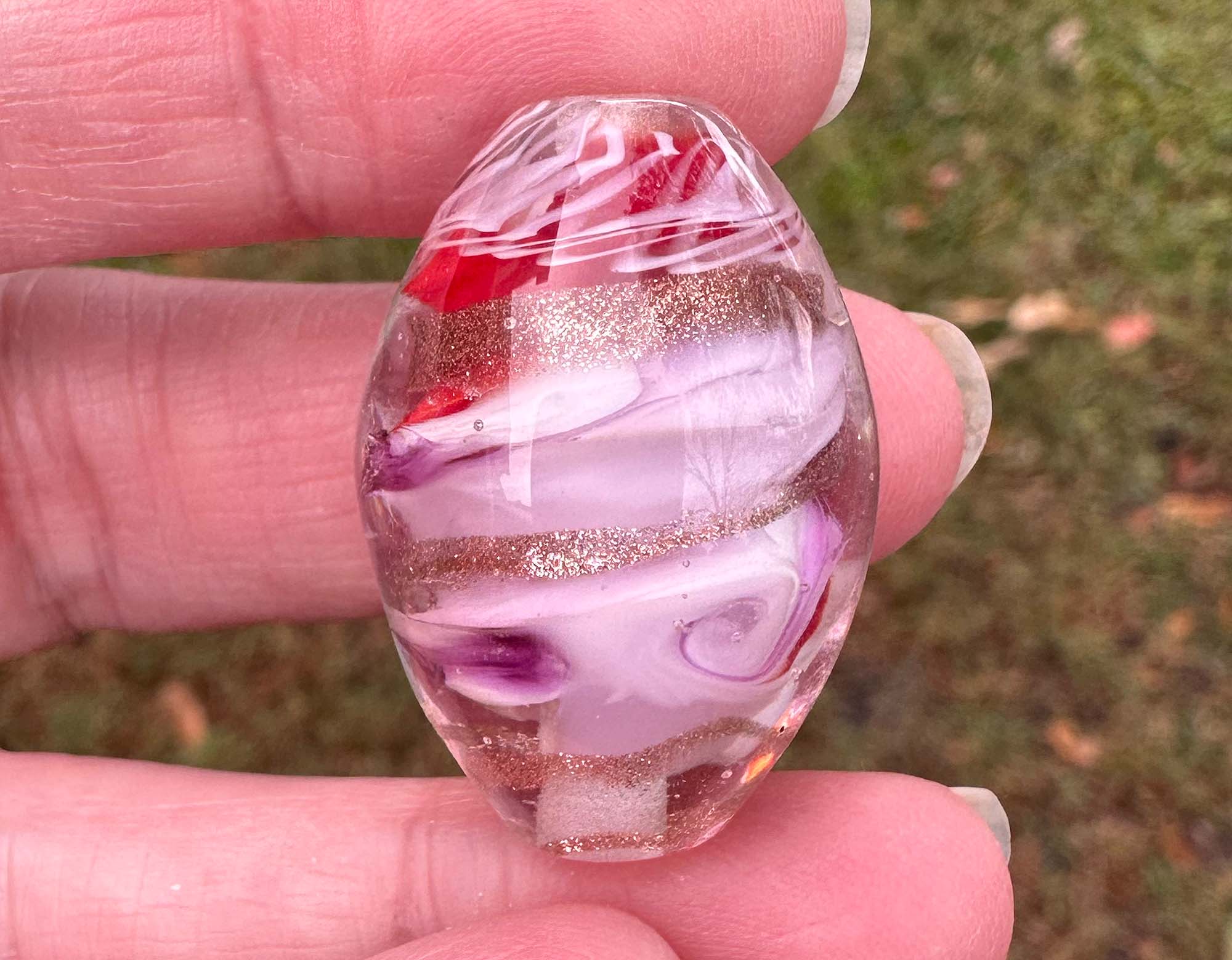 Valentine Love Lampwork Glass Focal Bead - Handmade SRA Artisan Jewelry Bead for Necklace, Bracelet & DIY Craft Projects - Perfect for Valentine's Day Gifts & Romantic Jewelry Making