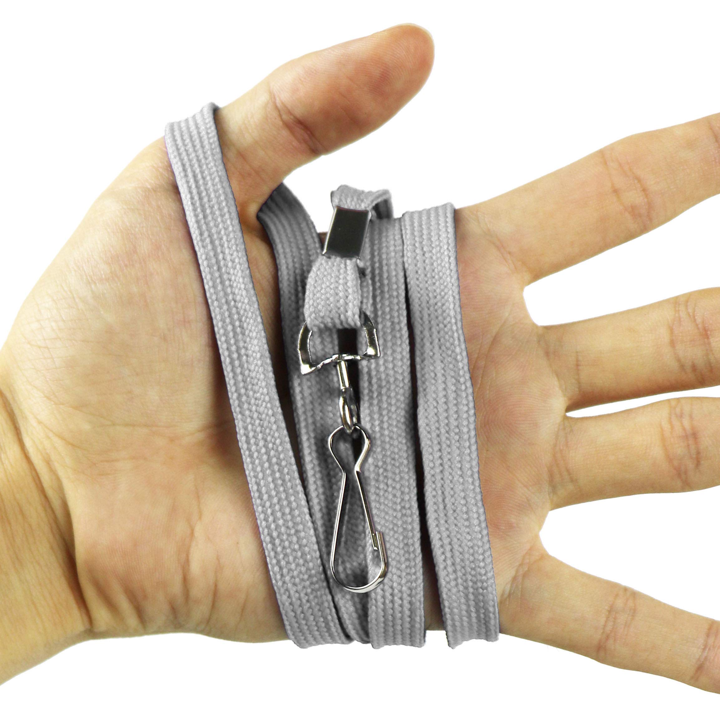 Ollain Flat Lanyard with Swivel Hook & Clip - Bulk Badge Holders for Work & Events