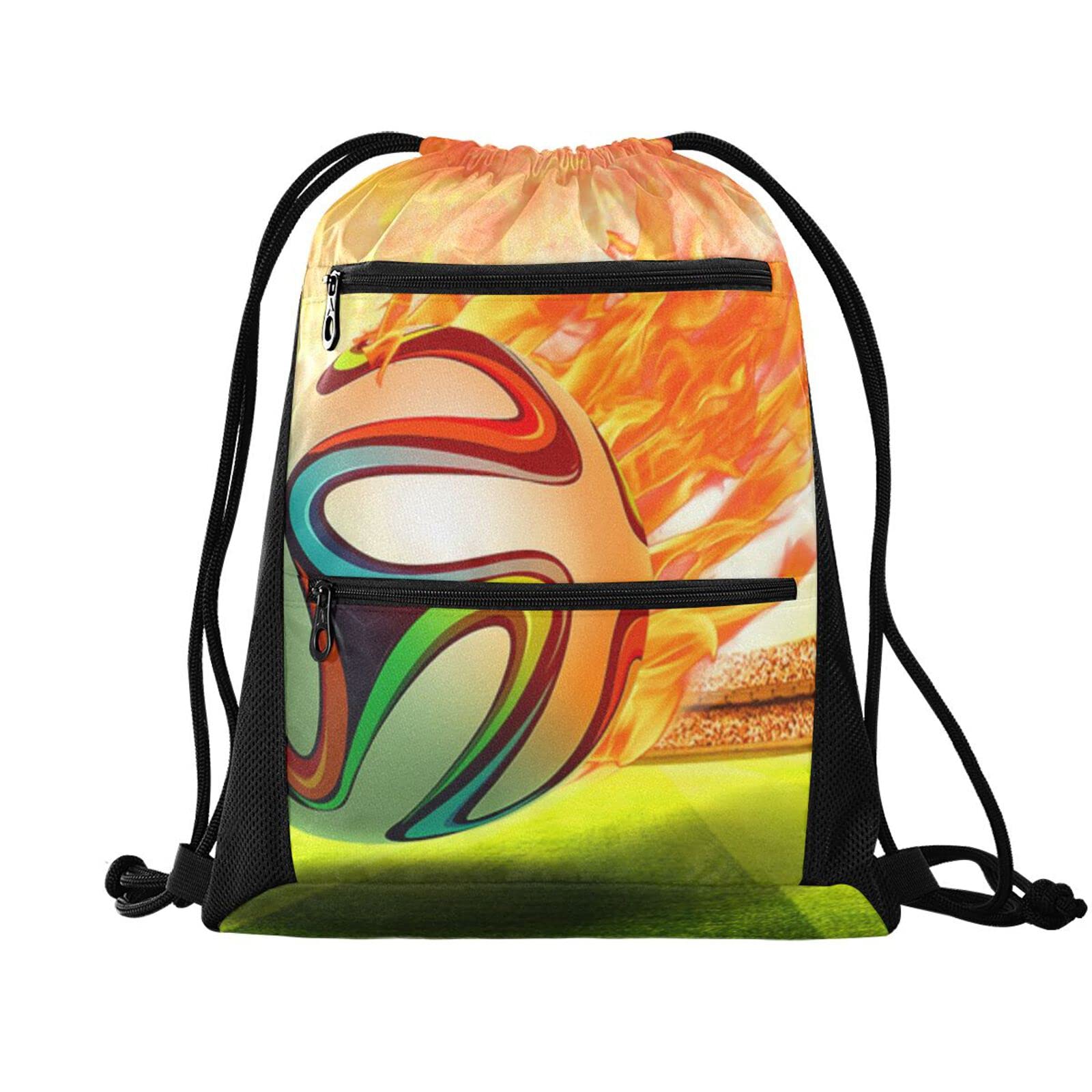Lightweight Gym Drawstring Backpack with Zipper Pocket - Sports Training Sack for Football, Running & Workout - Perfect for Gym, School & Travel