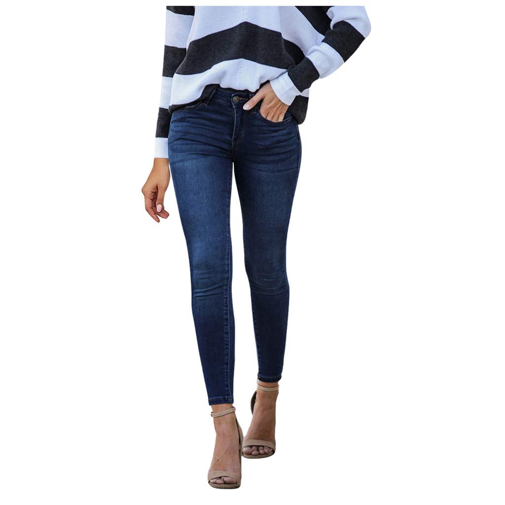 KINGOLDON Women's Slim Fit Calf Length Skinny Jeans - Mid Waist Stretch Denim Pants with Button Closure | Perfect for Casual Wear, Office & Night Out