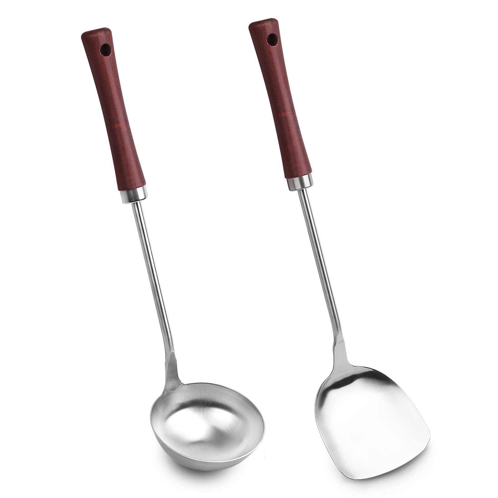 KYTD 304 Stainless Steel Wok Spatula and Ladle Set - 16.5