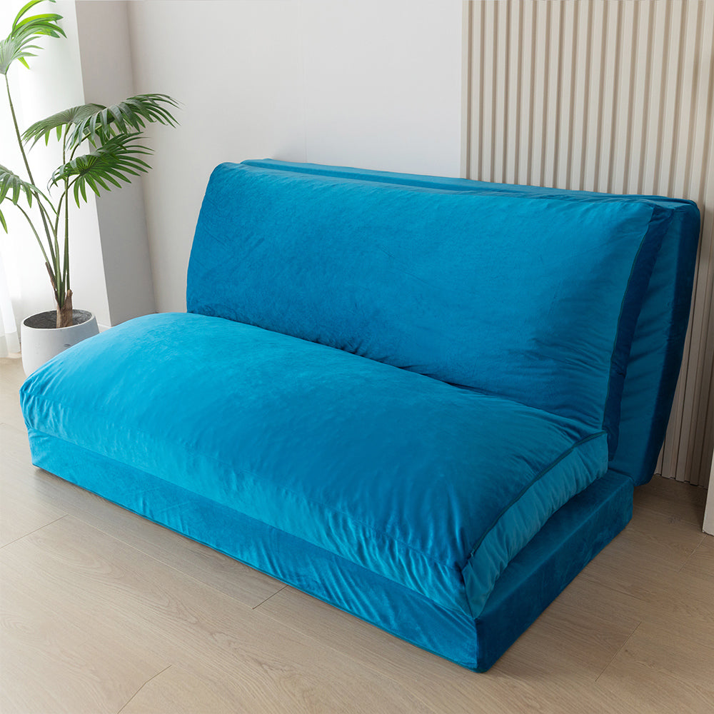 MAXYOYO Velvet Bean Bag Folding Sofa Bed for Adults - Dark Grey Washable Cover - Perfect for Living Room, Bedroom & Dorm Room Lounging