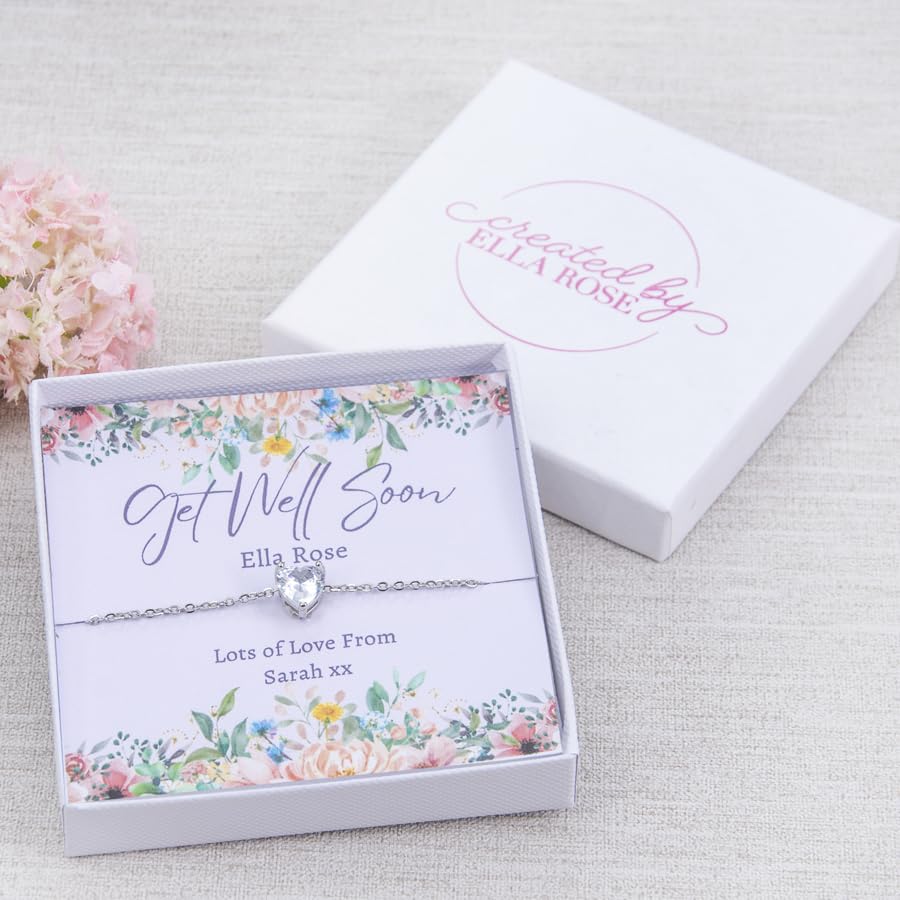 Get Well Soon Heart Bracelet - Personalized Healing Jewelry Gift for Women, Her, Ladies | Thoughtful Present for Recovery, Hospital Stay, Encouragement & Support