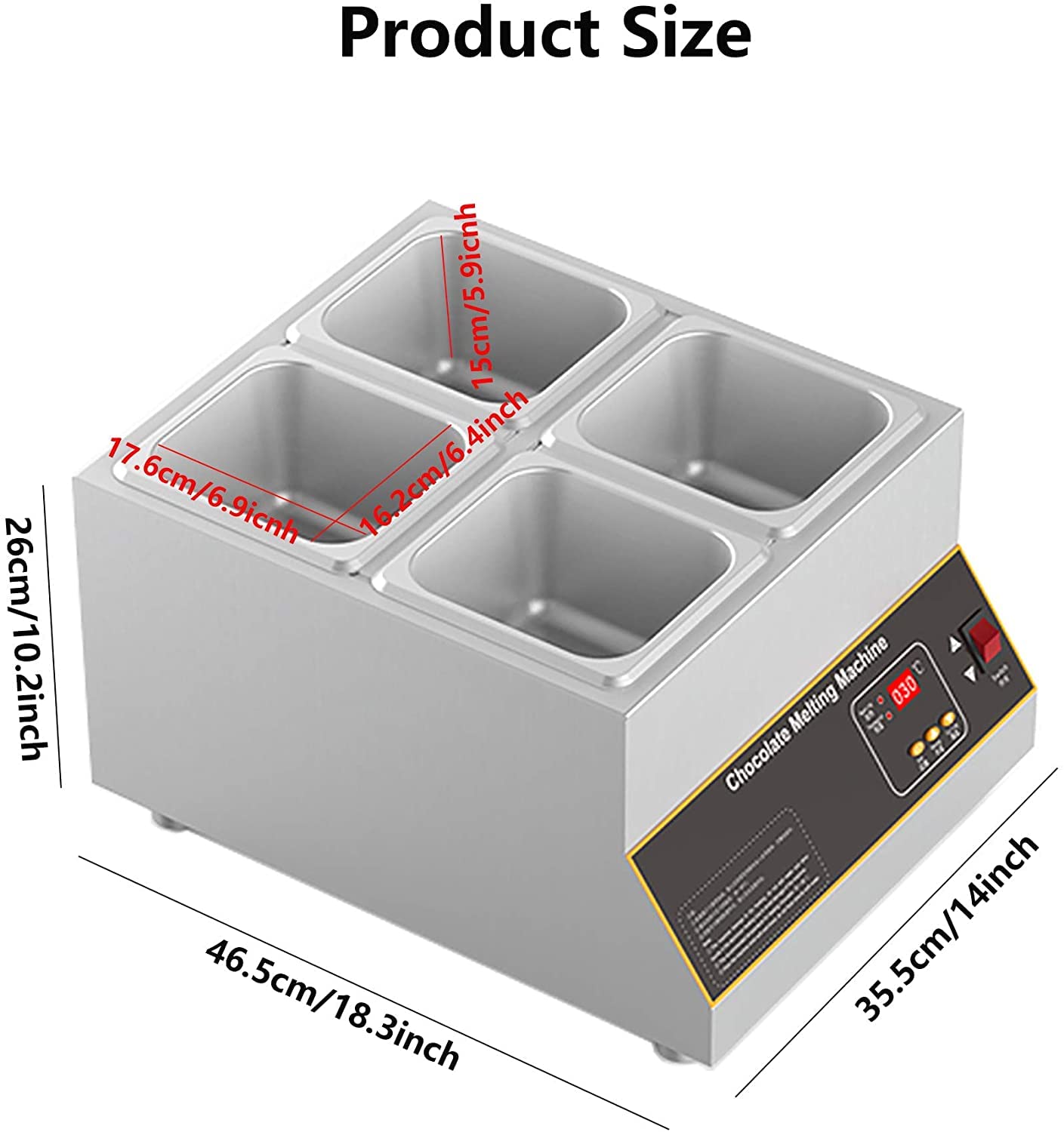Commercial Electric Chocolate Melting Pot - 12kg Digital Tempering Machine with Stainless Steel Tank for Candy Making, Baking & Dessert Preparation